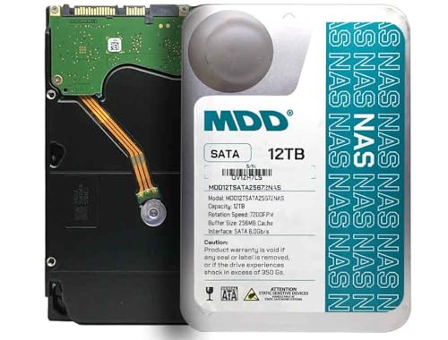 MDD (MDD12TSATA25672NAS) 12TB 7200RPM 256MB Cache SATA 6.0Gb/s 3.5inch Internal NAS Hard Drive – 5 Years Warranty (Renewed)